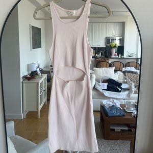 Cutout Ribbed Tank Dress - Light Pink
